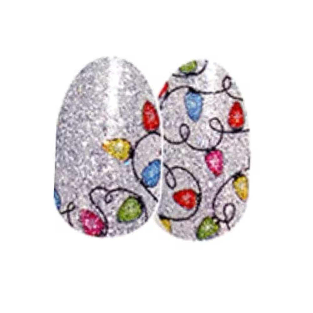 Color Street HOLIDAY DE-LIGHT Silver Glitter Christmas Lights Bulb Nail Set
